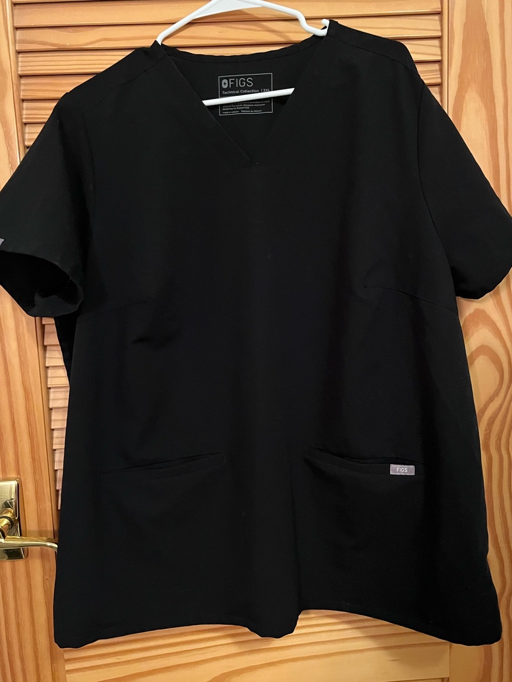 Figs Womens 3XL Casma Black V-Neck Short Sleeve Scrub Top